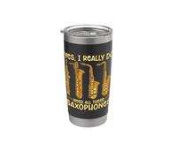 Sí Realmente Necesito Jazz Música Instrumento Musical Saxofón Vaso térmico de acero inoxidable de doble pared