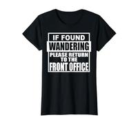 Si se Encuentra preguntándose, regrese al Personal de la Oficina Principal Camiseta gráfica económica, Mujer, Negro, S
