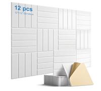 SI SEN 12 Piezas Corcho Pared Autoadhesivo 30x30x0.9cm, Adecuado para Paneles de Pared, Proporciona un Aislamiento Acústico Eficaz y es Adecuado para Estudios de Grabación, Hogares y Oficinas (Blanco)