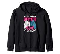 Sí, Soy una Chica Gamer Trate de Mantenerse al día Sudadera con Capucha