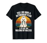 Sí, Tengo un Plan de jubilación paseando a mi Perro maltés Camiseta gráfica económica, Hombre, Negro, XL