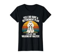 Sí, Tengo un Plan de jubilación paseando a mi Perro maltés Camiseta gráfica económica, Mujer, Negro, XL
