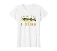Sí Tengo Un Plan De Jubilación Planeo IR A Pescar Camiseta gráfica económica, Mujer, Blanco, L