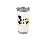 Sí, tiro como una chica Quiero una lección Softbol Mujeres Vaso térmico de acero inoxidable de doble pared