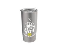 Sí, tiro como una chica Quiero una lección Softbol Vaso térmico de acero inoxidable de doble pared