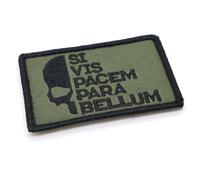 SI VIS Pacem para Bellum - Parche táctico bordado de tela, 8 cm x 5 cm, parches militares de las fuerzas de airsoft, negro y verde (verde y negro)