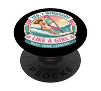 Si Yo Windsurf como Una Chica Quiero Algunas Lecciones Chiste Windsurfista PopSockets PopGrip Adhesivo