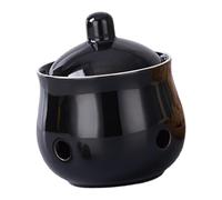 SiaBiced Ajos Decorativo Contenedor para Ajos Y Bote de Cerámica para Encimera Recipiente Conservador con Agujeros de Ventilación para de La, Negro, Individual