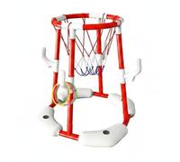 SiaBiced Baloncesto para Piscina Juego Acuático Aro Flotante Canasta Inflable Set de Flotante con Base Estable Adecuado para Niños Fiestas en Vacacional, Red, Model 010