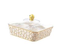 SiaBiced Bandeja para Servir con Tapa Organizador de Frutas Bandeja Decorativa Caja de Almacenamiento para Snacks Material Fácil de Transportar Adecuada para E, White Gold S, tal como se describe