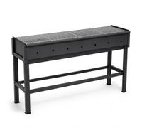 SiaBiced Barbacoa carbón gran rectangular acero inoxidable, con ruedas, para jardín y comerciales, Comercial 120x35cm con ranura de carbón, rejilla, bandeja de cenizas y soporte sin ruedas