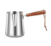 SiaBiced Cafetera Turca Olla para Hervir Jarra de Café Tetera de Acero Inoxidable con Mango de Madera Y Boquilla Robusta para Preparación de Café Té Leche, 1000ML, Individual