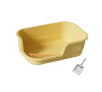 SiaBiced Caja de Arena para Gato Bandeja de Arena para de Entrada Baja Recipiente Sin Esquinas Difíciles Material Adecuado para Gatitos Ga, Amarillo