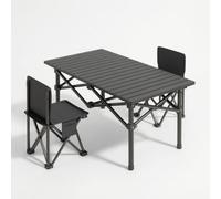 SiaBiced Conjunto Mesa Plegable Camping con 2 Sillas para Exterior, Portátil y Robusto, Amarillo