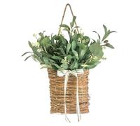 SiaBiced Corona Colgante para Puerta Principal con Flores Artificiales, Corona de Primavera con Follaje Verde.
