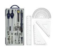 SiaBiced Juego de Geometría Profesional con Compás Regla Transportador Y Escuadras de Metal para Dibujo Técnico Y Matemáticas Adecuado para Estudiantes Arquit, Style a