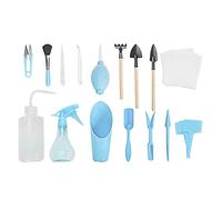 SiaBiced Kit de Herramientas para Bonsái Juego Miniatura de Utensilios de Jardín Cuidado de Riego Manual Adecuado para Cuidado Doméstico Jar, Conjunto de 16 Azul
