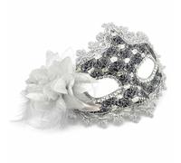 SiaBiced Más Encaje y s para Fiesta Halloween y Disfraces, Negro Plata, Doble textura de manos con flor lateral