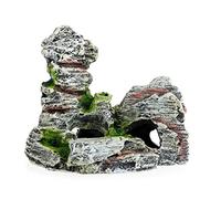 SiaBiced Mountain Acuario Paisaje Montaña Cueva Piedra Refugio Resina Artificial Función Ocultamiento Apto para Betta Crayfish Peces Tortugas, El 11,5x9x11cm