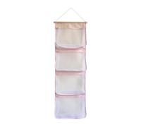 SiaBiced Organizador de Puerta Bolsa Colgante con Bolsillos Profundos Estructura Estable en Malla Y Tela para Accesorios de Bebé Adecuado para Cuarto Infantil, Rosa, tal como se describe