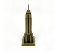 SiaBiced Rascacielos Manhattan Miniatura Estatua Edificio Maqueta Figura Metálica de Aleación con Diseño de Líneas Icónicas y Base Sólida Pátina Dorada Antigua, 22 Cm