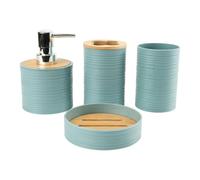 SiaBiced Set de Accesorios de baño, Incluye Soporte para cepillos y dispensador de jabón, Azul, Individual