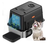 Siairo Arenero Gato Acero Inoxidable, XXL Arena para Gatos de Acero Inoxidable con Cubierto, con Pala, Anti-Fugas, Sin Olor, Fácil de Limpiar, para Varios Gatos