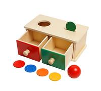 Siairo Juguetes Montessori para Monedas y Bolas para niños pequeños, Caja de permanencia de Objetos 2 en 1 para Juguetes De Madera Regalos para Niños y Niñas