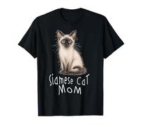 Siamés Gato Mamá Doodle Gatos Amante Dibujado A Mano Arte Caótico Camiseta
