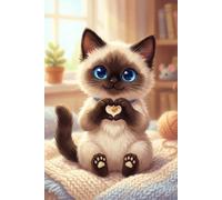 Siamese Kitten Heart Hands Journal: Cute Kawaii Siamese Cat Notebook with Heart Hands Cover for Cat Lovers, Journaling, Notes, and Writing