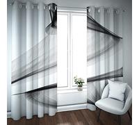 SIAMZYWV Cortinas opacas de color gris y blanco, 2 paneles con patrón de rayas abstractas degradadas, para sala de estar, dormitorio, tratamiento de ventana, 167 x 183 cm