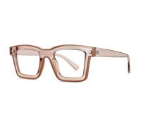 SIAMZYWV Gafas de acetato cuadradas antirreflejos, lentes transparentes para hombres y mujeres, leopardo, té