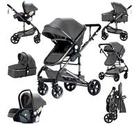 Sianldcone Carrito Bebe 3 en 1, Tejidos de Primera Calidad Carro Bebe 3 Piezas, Empuje Bidireccional Carros Para Bebes, Visión Abierta Silla Paseo Reversible (739 Grey)