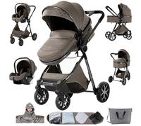 Sianldcone Carrito Bebe 3 en 1, Tejidos de Primera Calidad Carro Bebe 3 Piezas, Empuje Bidireccional Carros Para Bebes, Visión Abierta Silla Paseo Reversible (YV9 Chocolate)