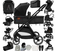Sianldcone Carrito Bebe 3 en 1, Tejidos de Primera Calidad Carro Bebe 3 Piezas, Empuje Bidireccional Carros Para Bebes, Visión Abierta Silla Paseo Reversible (V10 Black)