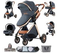 Sianldcone Carrito Bebe 3 en 1, Tejidos de Primera Calidad Carro Bebe 3 Piezas, Empuje Bidireccional Carros Para Bebes, Visión Abierta Silla Paseo Reversible (YV9 Blue)
