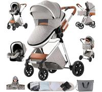Sianldcone Carrito Bebe 3 en 1, Tejidos de Primera Calidad Carro Bebe 3 Piezas, Empuje Bidireccional Carros Para Bebes, Visión Abierta Silla Paseo Reversible (YV9 Light Grey)