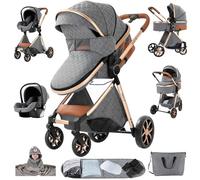 Sianldcone Carrito Bebe 3 en 1, Tejidos de Primera Calidad Carro Bebe 3 Piezas, Empuje Bidireccional Carros Para Bebes, Visión Abierta Silla Paseo Reversible (YV9 Grey)