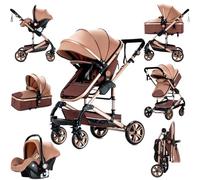 Sianldcone Carrito Bebe 3 en 1, Tejidos de Primera Calidad Carro Bebe 3 Piezas, Empuje Bidireccional Carros Para Bebes, Visión Abierta Silla Paseo Reversible (739 Beige)