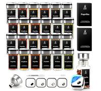 SIAZIH Cuadrado Giratorio Frascos De Vidrio Con Tapa Triple Calibre Giratorio 360°, 24 Bottes De Cristal, 120 ml Bottes Especias, Ideal Para Almacenaje Cocina Especias