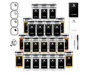 SIAZIH Cuadrado Giratorio Frascos De Vidrio Con Tapa Triple Calibre Giratorio 360°, 35 Bottes De Cristal, 120 ml Bottes Especias, Ideal Para Almacenaje Cocina Especias