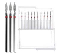 Sibba 10 brocas para cutículas en forma de llama, puntas para quitar cutículas 3/32, lima de uñas profesional, broca de diamante para piel muerta, gel acrílico, preparación de uñas