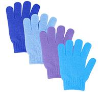 Sibba 4 Guantes Ducha Exfoliantes Doble Cara Guantes Baño Exfoliantes para Ducha Exfoliante Corporal Guantes Exfoliantes Removedor Piel Muerta Manoplas Exfoliantes Naturales Cuerpo Accesorios Baño B