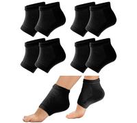 Sibba 4 pares de calcetines hidratantes de spa calcetines de gel con talón agrietado con forro de gel sin dedos de algodón suave de silicona aireador talón talón abierto tratamiento de cuidado de los