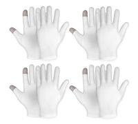 Sibba 4 pares de guantes humectantes pantalla táctil algodón blanco hidratantes durante noche a hora acostarseloción para dormir tratamiento spa manos reparación áspera agrietada seca agrietadas piel