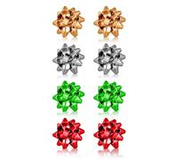 Sibba 4 Pares Pendientes NavideñOs Chapado AleacióN Tachuelas Aretes de Racimo Pendientes de Lazo Sencillo DiseñO Plata, Oro, Rojo, Pendientes Verde Vacaciones Valentin Regalos Para Mujeres y Niñas
