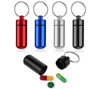 Sibba 4 Piezas Llavero Pastillero Organizador Portátil Contenedor Caja Tabletas Botella Recordatorio Tiempo Bolsa Primeros Auxilios Tubo Metal Medicina Subempaquetado Dispensador Sellado Impermeable