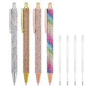 Sibba Bling Pen - 4 bolígrafos de tinta con diamantes de imitación, bolígrafos de cristal con purpurina, bolígrafos brillantes de 1,0 mm, bonitos regalos para mujeres, oficina, dama de honor, boda,