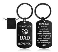 Sibba Drive Safe - Llavero con texto en inglés "I Love You Dad", regalo único de cumpleaños para el día del padre para papá de parte de su hija, hijo, divertido llavero grabado, regalo de aniversario