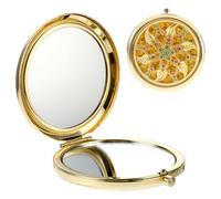 Sibba Espejo Cosmético Compacto Plegable de Mano 1X/2X con Aumento Redondo Mini Espejo de Bolsillo Estilo Palacio Espejo de Aspecto de Diamante Pequeño Reflector Portátil para Embellecer